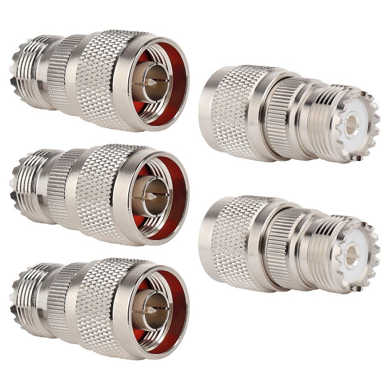 XRDS -RF N Male to UHF Female Adapter N Connector to PL-259 SO-239 Coax RF Coaxial Cable Connectors Pack of 5 (NOT for TV) - Image 1